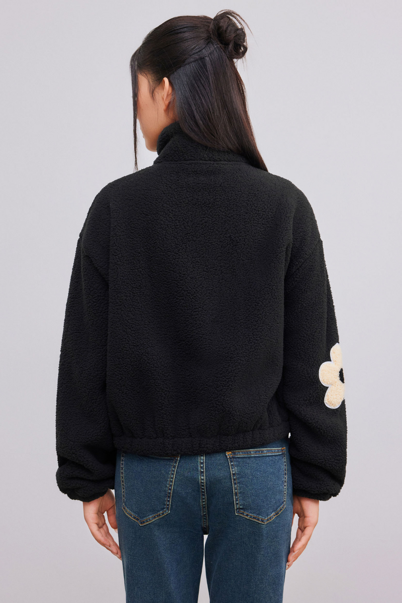 ジプソフィア　フラワーニットジャケット　ブラック フラワー ジップアップニットジャケット TINA：JOJUN 全3色｜tnj231