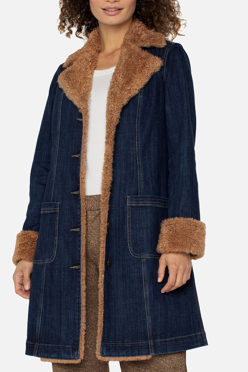 Sherpa Trimmed Notch Collar Jacket – Edie Boutique