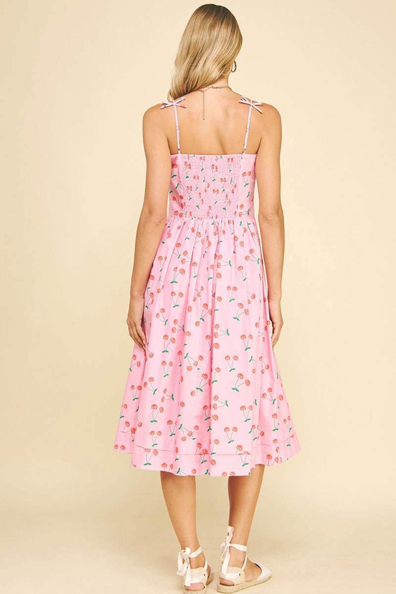 ワンピース Mary logo ribbon midium dress Pink ANDMARY】Mary logo ribbon midium dress
