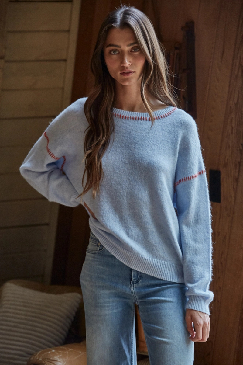 トップス MELT THE LADY contrast stitch knit MELT THE LADY contrast stitch knit