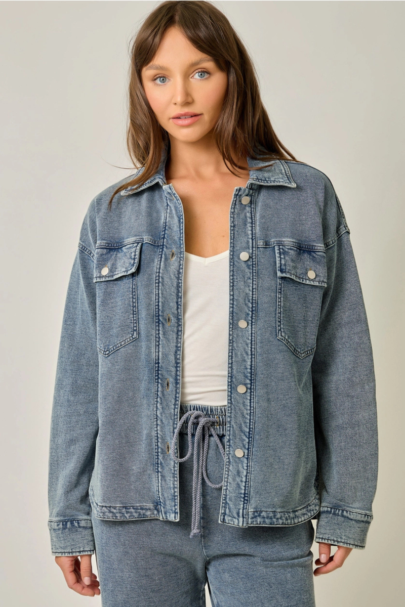 Washed Knit Denim Jacket – Edie Boutique