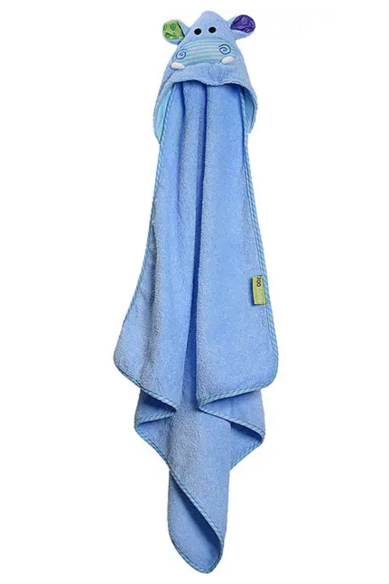 Babyhug Terry Knit Full Sleeves Hooded Bath Robe Teddy Patch - Blue main image 1