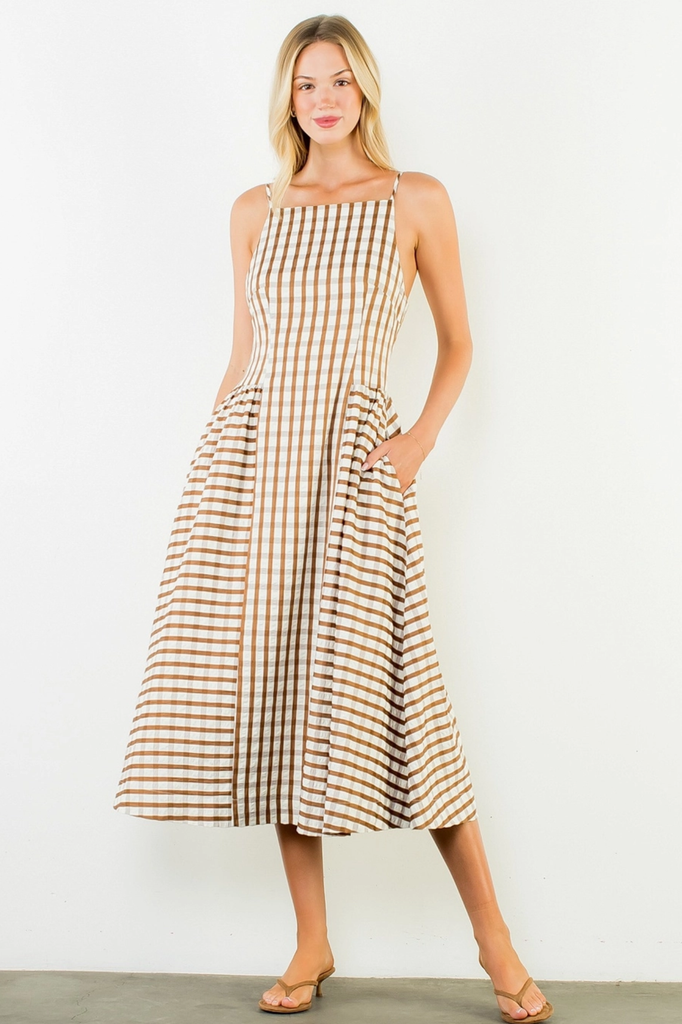 brown gingham maxi dress Dress, Large 50% Polyester Lining ASF7-6-2023 Size:US 00 This perfect summer dress