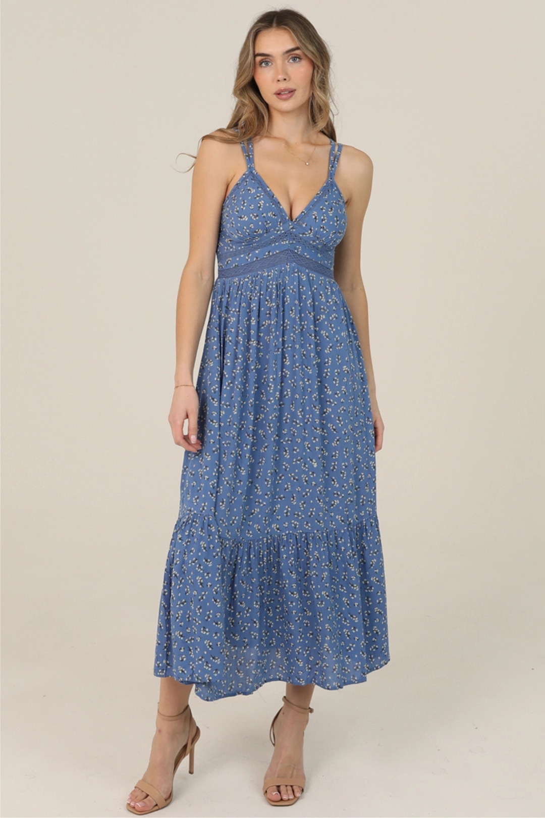 Lace Trim Ditsy Print Maxi Dress Edie Boutique Lace Trim Ditsy Print Maxi Dress Edie Boutique