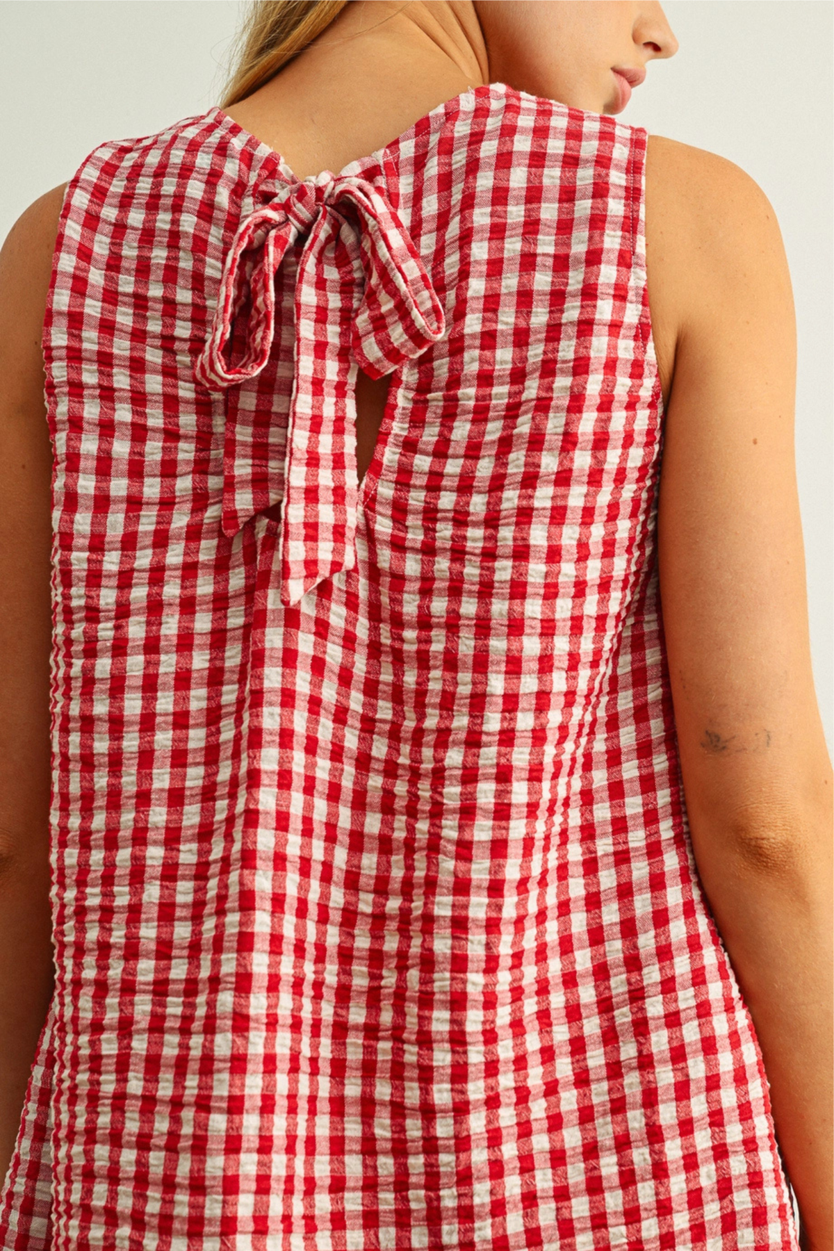 gingham open back dress Blue Gingham Print Open Back Midi Dress Gabi Swimwear