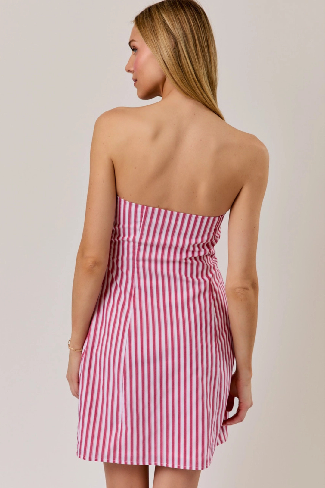 strapless flare mini dress Amoris T740 Strapless Fit and Flare Mini Chiffon Dress