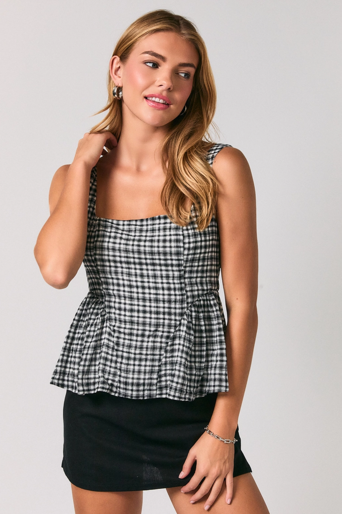 Plaid Square Neck Peplum Top – Edie Boutique