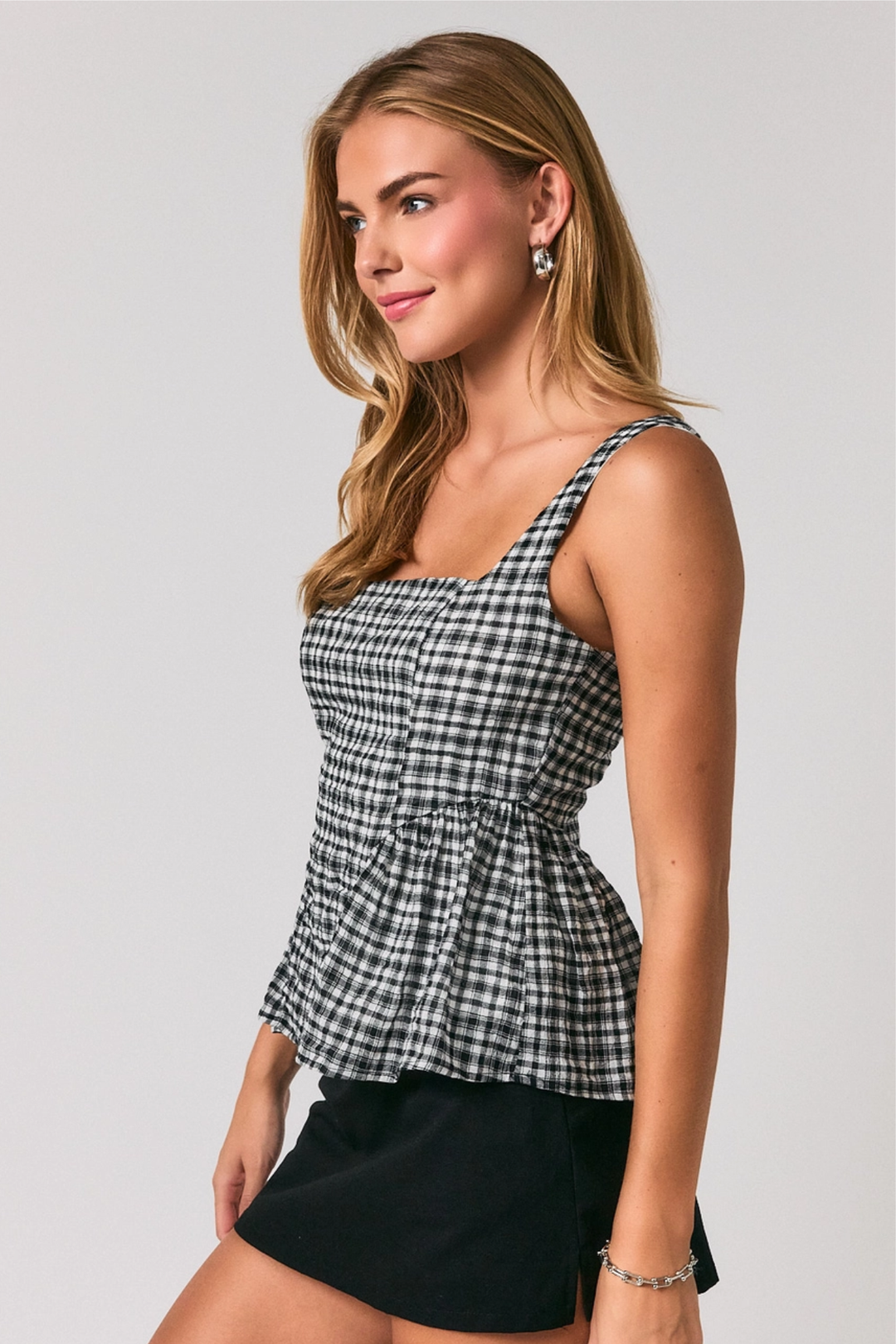 Plaid Square Neck Peplum Top – Edie Boutique