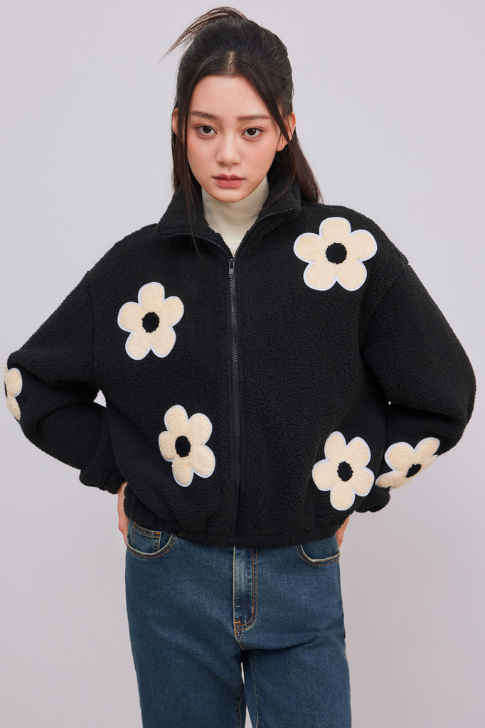 ジプソフィア　フラワーニットジャケット　ブラック Outer – gypsophila