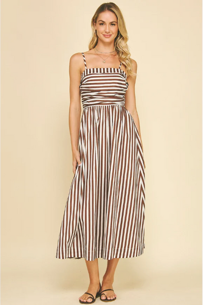 ワンピース Striped Midi Dress Striped Midi Dress – Edie Boutique