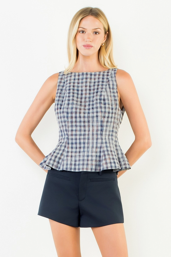 Plaid Sleeveless Peplum Top – Edie Boutique