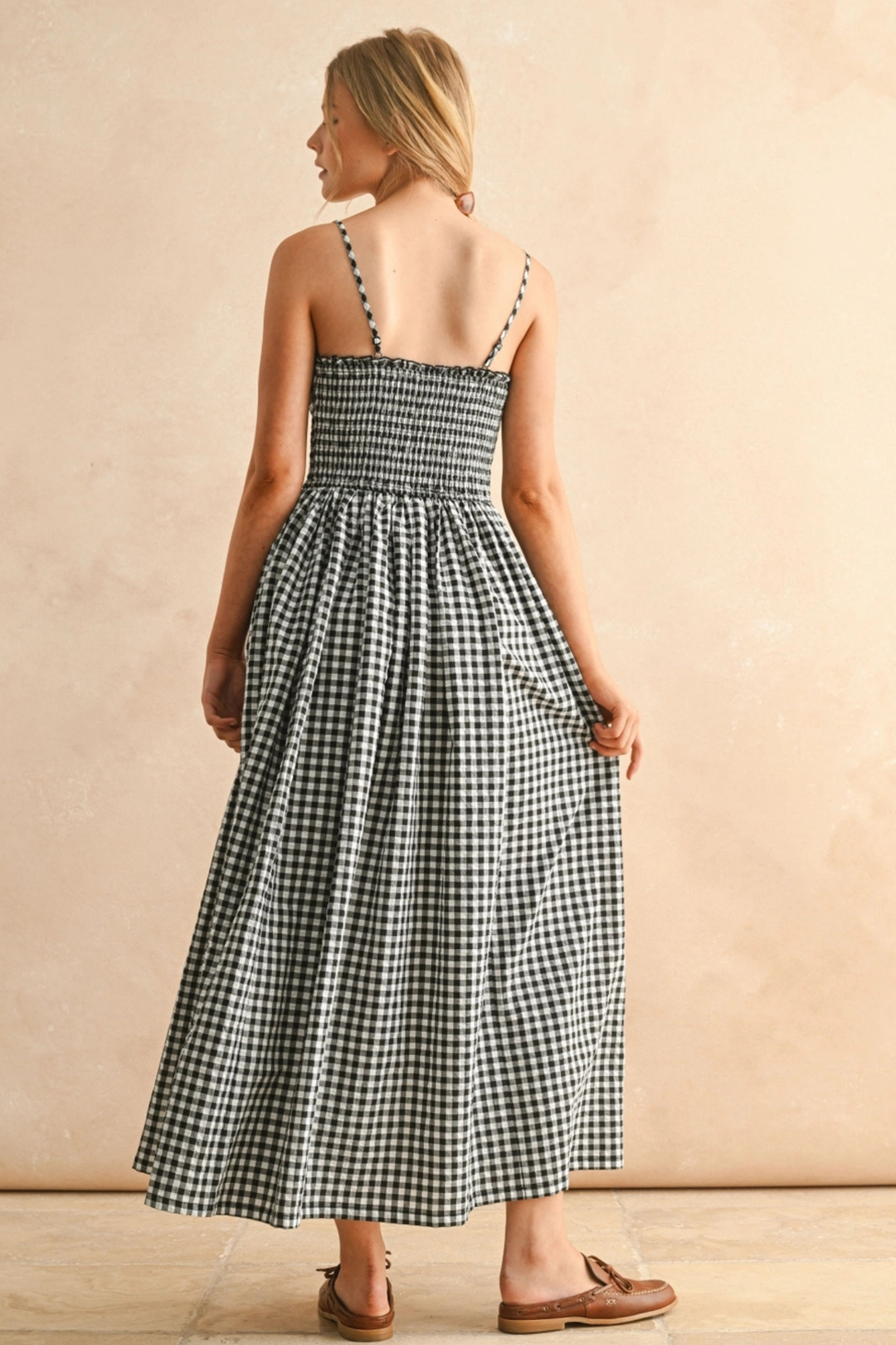 gingham print maxi dress Gingham Print Long Dress Small