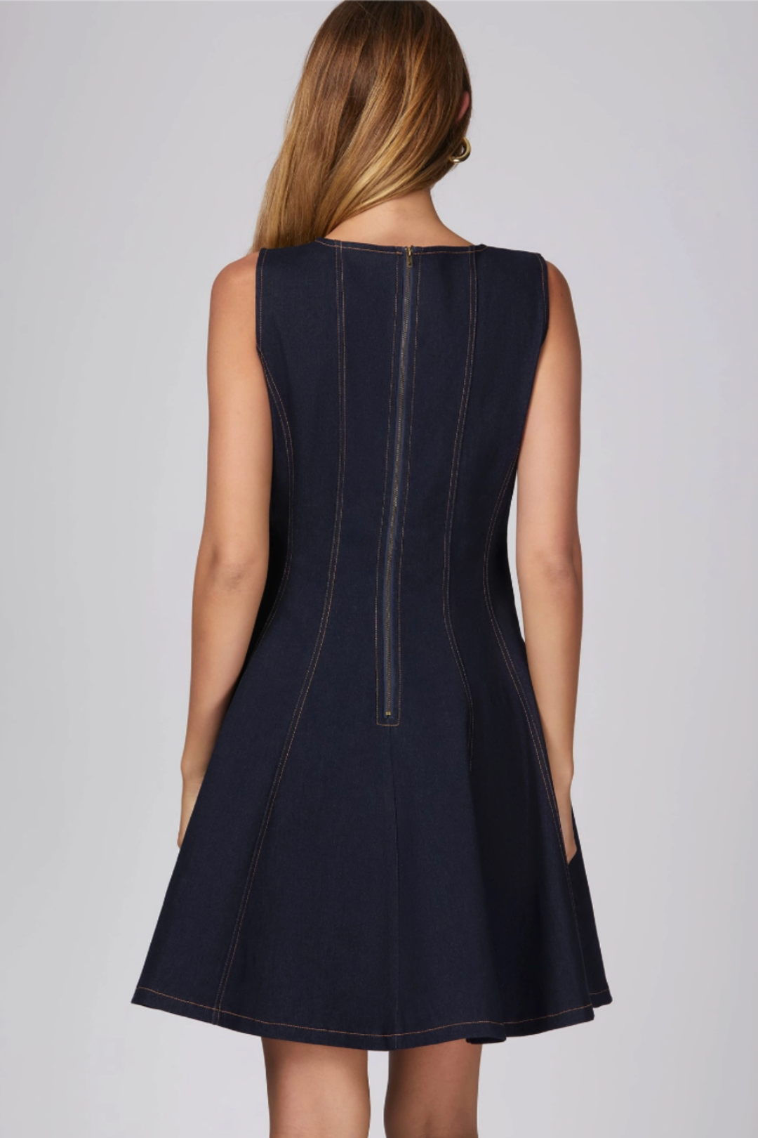 sleeveless denim mini dress Small ADDITIONAL INSURANCE:$8000 Total (+$300.00) Mesh Pearl Beaded Strappy Imported Product Measurements (Measurements sizechart_tasia-denim-dress