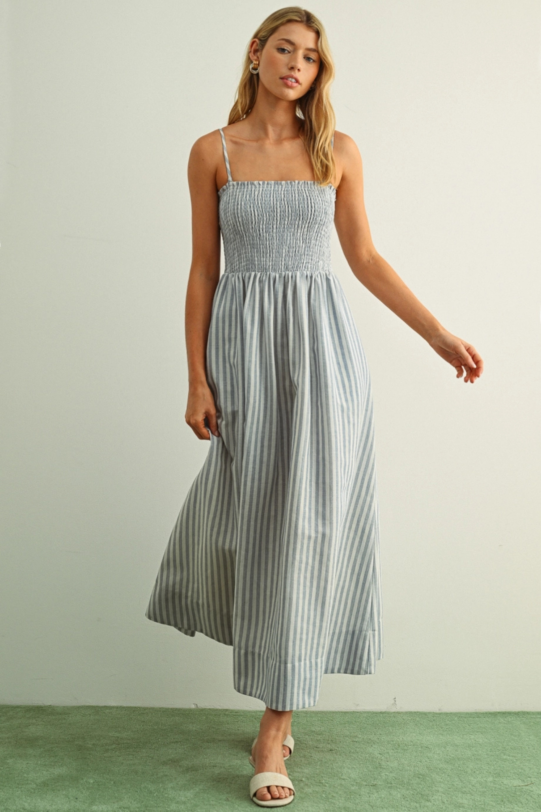 grey striped maxi dress Pokey Maxi Dress Black / White Stripe