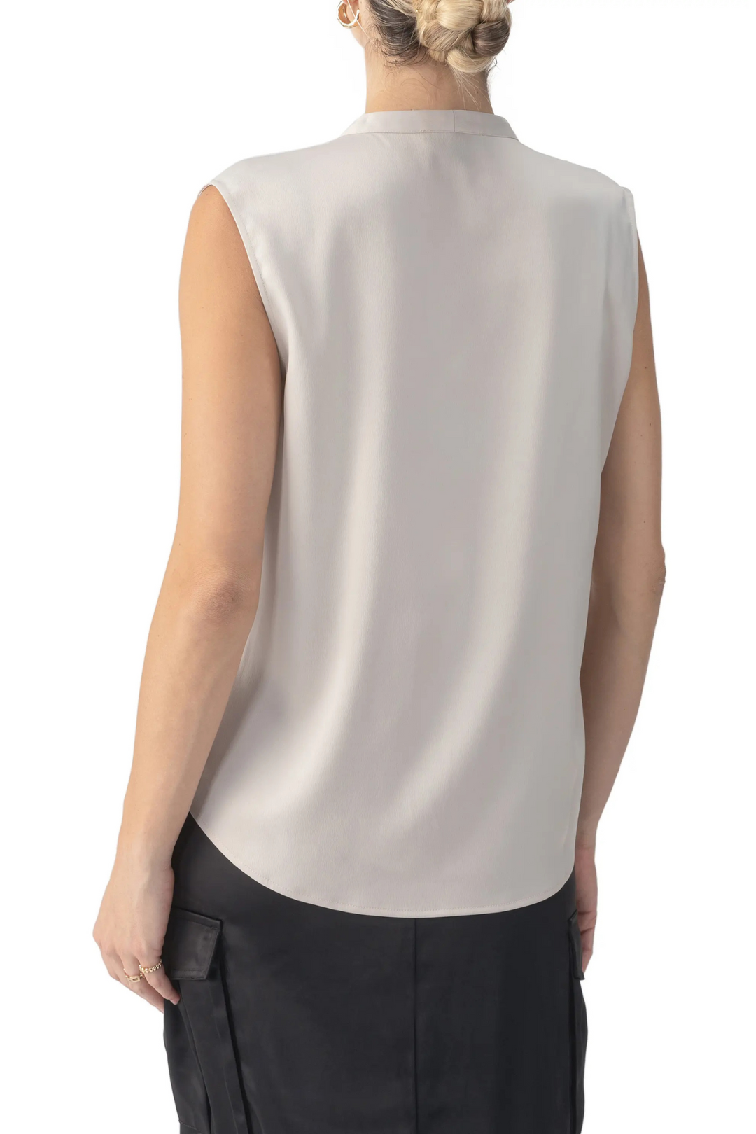 tie neck satin blouse