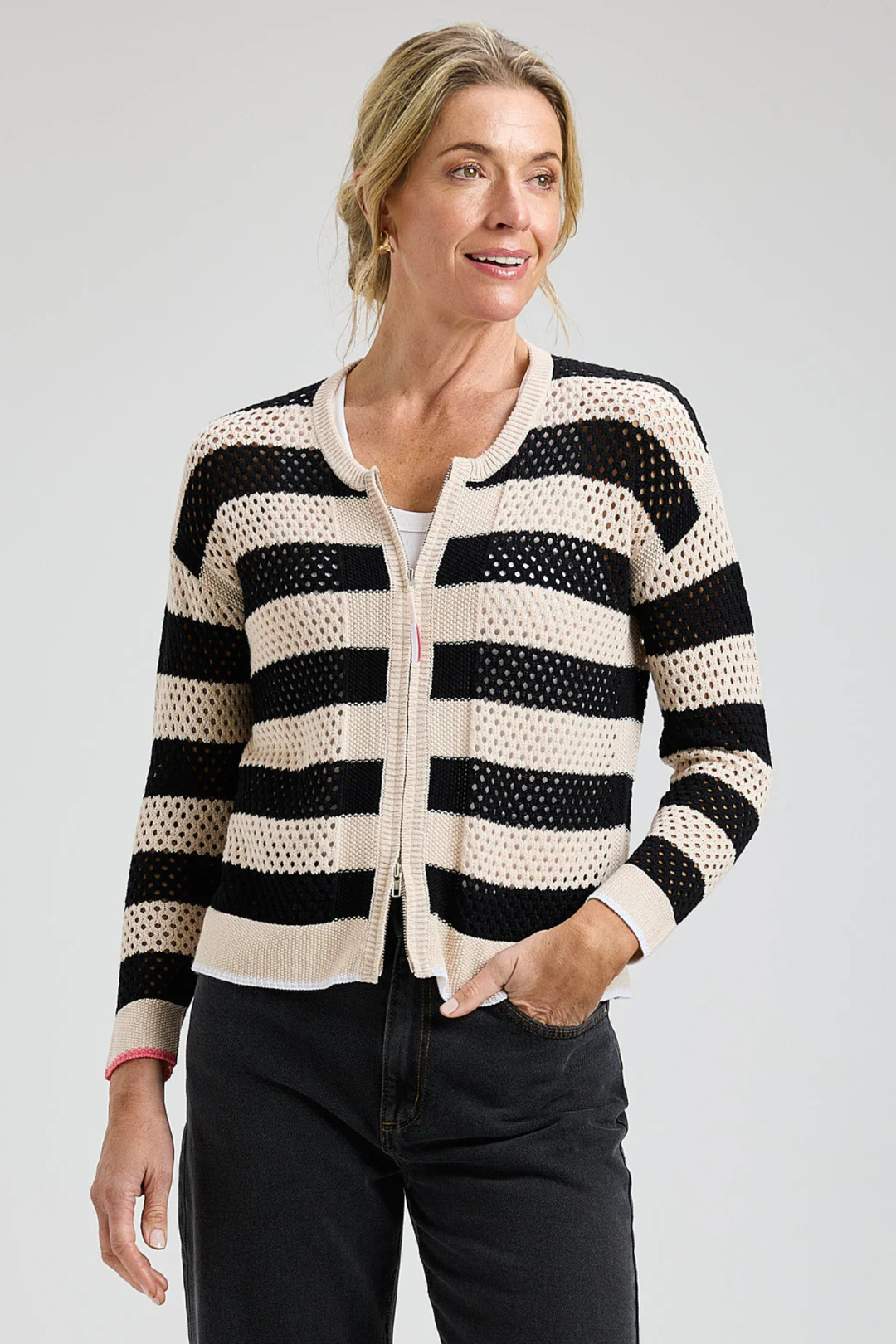 Pointelle Zip Cardigan – Edie Boutique